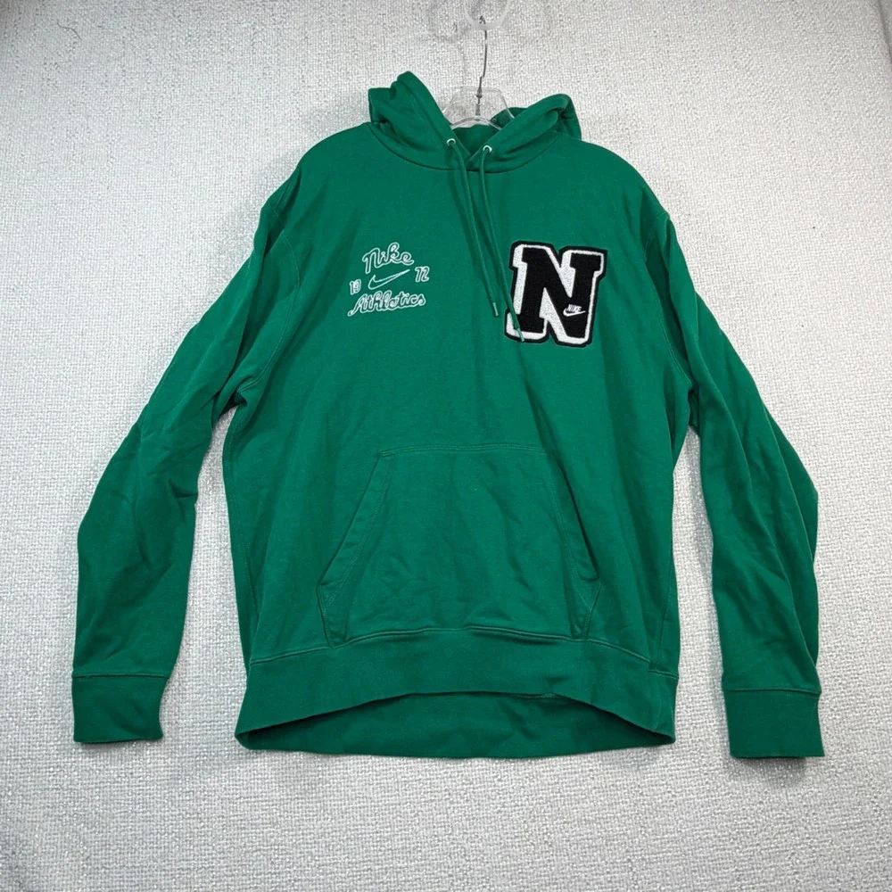 Nike Athletics 1972 Green Pullover Hoodie Chenille Patch Mens Large L
